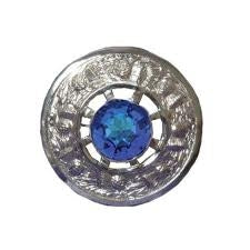 Plaid Brooch with Stone