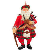 Scottish Santa Bagpiper Resin Ornament
