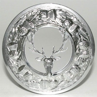 Stag Head Plaid Brooch